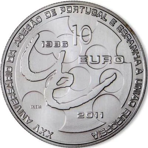 10 euro Portogallo 2011 fdc adesione del Portogallo e della Spagna all'UE - Imagen 1 de 2