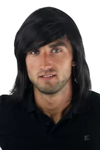 Herren-Perücke Wig Männer Lang Jugendlich Lässig Modisch Schwarz GFW892-2 Toupet - Bild 1 von 6