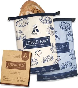 2 Packs Bread Bags, Zipper Reusable Bread Bags for Homemade Bread Loaf, Freezer - Picture 1 of 7