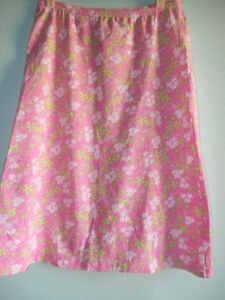 Lilly Pulitzer Skirt Maternity Sz Med Happy Hippo Cotton Knit Elastic Waist Pink