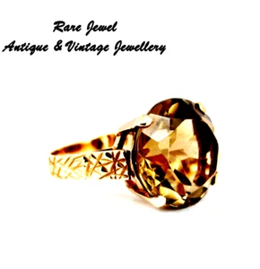 9ct GOLD CITRINE RING CLASSIC SHERRY BROWN HALLMARKED 5g - Picture 1 of 10
