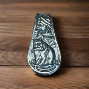 Vintage Geldklammer Silberbesteck Löffel Handarbeit und umfunktioniert Tasche Grizzlybär - Bild 1 von 6