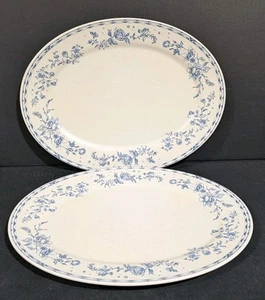 2 Melamine Floral Oval Serving Platters Blue & Cream Threshold Studio McGee - Picture 1 of 10