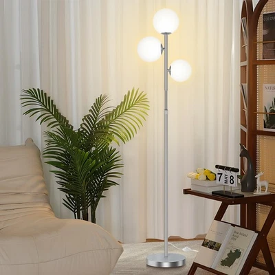 67" Mid Century Floor Lamps for Living Room, 3 Globe Floor Lamp with Frosted ... - Image 1 of 4