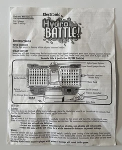 Vintage Electronic Hydro Battle! Game - Replacement Instruction Manual (ONLY) - Picture 1 of 3
