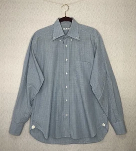 Camisa Loro Piana Para Hombre Talla 16.5 Azul Verde Cuadros Italia Abotonada Manga Larga - Imagen 1 de 16