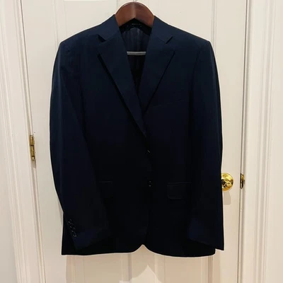 Canali NAVY Blue Striped Wool 2 Pc Suit Jacket Pants Size 42R - Image 1 of 4