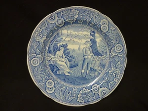 SPODE BLUE ROOM COLLECTION " WOODMAN " DINNER PLATE 10.5" ENGLAND BLUE WHITE - Picture 1 of 6