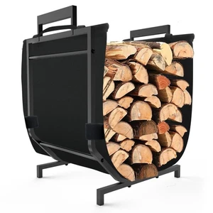 Indoor & Outdoor Firewood Holder with Canvas Carrier, Small Wood Rack for Fir... - Picture 1 of 6