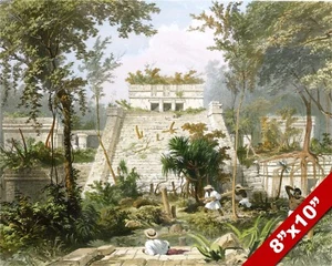 TEMPIO MAYAN ROVINA TULUM YUCATAN MESSICO LEGNO DI VIGNETO DIPINTO ARTE VERA STAMPA SU TELA - Foto 1 di 5