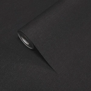 Black Contemporary faux fabric Textured wallcoverings plain modern Wallpaper - Picture 1 of 11