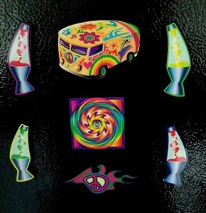7 imanes hippie autobús lámpara de lava signo de paz símbolo cocina decoración del hogar groovy remolino - Imagen 1 de 2