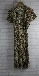 Sportsgirl womens wrap dress brown black leopard print 10 short sleeve - Picture 1 of 10