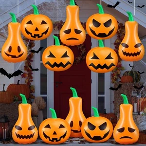 12 Pieces Halloween Inflatable Pumpkin Outdoor Decorations Blow up Pumpkin Fa... - Picture 1 of 6
