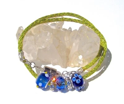 18» викингов трикотажа ожерелье зеленый w/бесплатный синий стекла и кристалл слайдер бисер - Изображение 1 из 4