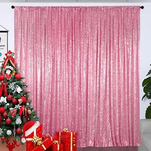 Polyester Sequin Backdrop 4ft x 7ft Pink Gold for Wedding Party Photography C... - Picture 1 of 6