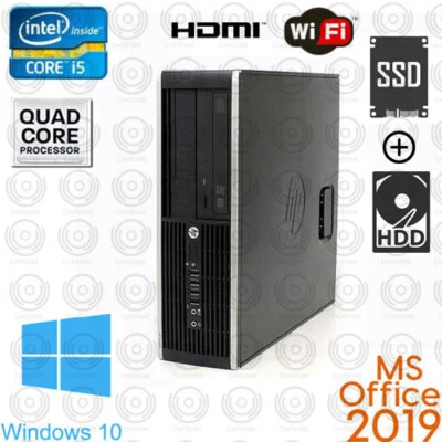 Fast HP Desktop Computer HDMI PC QUAD Core i5 SSD +HDD 1TB 16GB WiFi OFFICE 2019 - Image 1 of 4