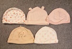 Baby Girls Hat Bundle 0-3 Months Cotton Beanie Cap Set Butterfly Heart (H85)  - Picture 1 of 6