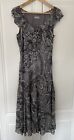 Women's Per Una Grey Abstract Ruffle Flippy Vintage Y2k Long Slip Dress UK 14