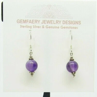 Pendientes pequeños de plata esterlina de amatista natural con piedras preciosas #1957... hechos a mano en EE. UU. Foto 1 de 4