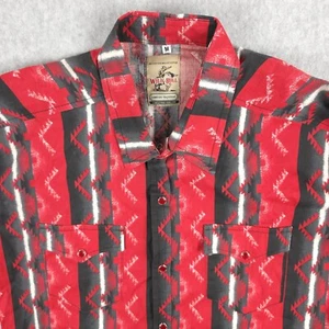 Wild Bull Aztec Cowboy Western Rodeo Red Pearl Snap Southwest Shirt Mens Medium - Picture 1 of 13