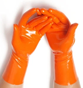Guantes cortos de látex naranja talla S,M,L,XL - Imagen 1 de 3