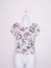 American Eagle Womens Floral Off The Shoulder Top Xs Tan Shirt