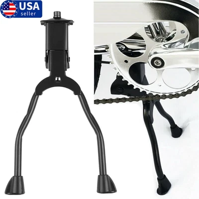 Soporte lateral de doble pierna para bicicleta Soporte para bicicleta Centro de resorte Negro EE. UU. Foto 1 de 4