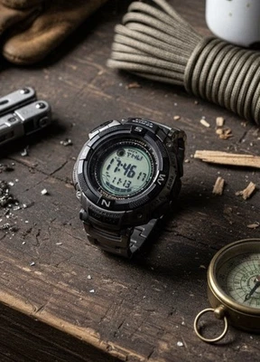 Casio Pathfinder Triple Sensor Titanium Solar Men’s Watch 3134 Used New Battery - Image 1 of 4