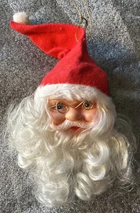 VINTAGE GOMMA FACCIA TESTA DI BABBO NATALE DA APPENDERE ORNAMENTO NATALE ottime condizioni - Foto 1 di 6