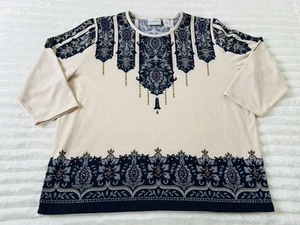 Alfred Dunner Women's Embellished Blouse Top 3/4 Sleeve Round Neck Plus Size 2X - Picture 1 of 5