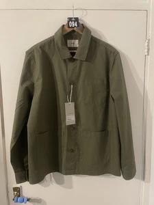 Folk Linen Blend Hop Sack Overshirt Size Large Khaki Green Brand New With Tags - Picture 1 of 19