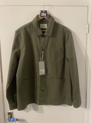 Folk Linen Blend Hop Sack Overshirt Size Large Khaki Green Brand New With Tags - Image 1 of 4