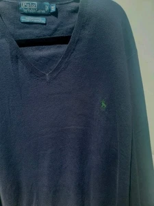 Polo Ralph Lauren Langarm Herren dunkelblau Pony 100 % Pima Baumwolle V-Ausschnitt - XLT - Bild 1 von 9