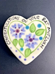 Heart Shaped Trinket Box “Bat Mitzvah” C Sara 2000 Porcelain Made In Italy - Picture 1 of 11