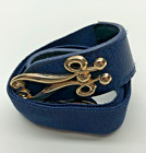 Unbranded Cinch Belt Waist Stretch Blue Womens Sz S 24" Long Golden Clasp  1"