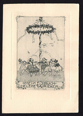 EXLIBRIS,327b - Rose Reinhold -Kinder Tanzen Um Maibaum Vor 1923,C3 - Radierung • 6.69€