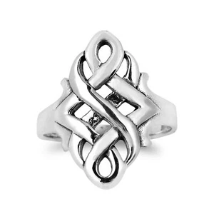 Braided Polished Celtic Knot .925 Sterling Silver Eternity Band Ring-7 - Picture 1 of 4