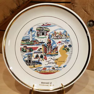 Wildwood, New Jersey piatto da collezione souvenir viaggio bordo oro vintage Swanky Barn - Foto 1 di 12