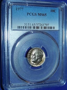 1977 10C Roosevelt Dime-PCGS #5151 Grade MS65--498-1 - Picture 1 of 3