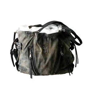 Distressed Slouch Large Denim Shoulder Hand Bag Steve Madden Oversize Wax Coated - Picture 1 of 14