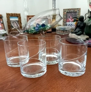 4 VTG Hand Blown OLD FASHIONED Rocks Glasses POLAND Clear w/ Single Swirl - Picture 1 of 15
