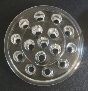 Vintage Glass Flower Frog, Viking Clear Glass Flower Frog, 15 holes, 5" Across - Picture 1 of 5