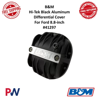 Cubierta diferencial B&M Hi-Tek aluminio anodizado negro para Ford 8,8 pulgadas #41297 Foto 1 de 4