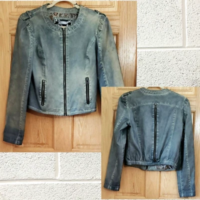 OFERTA*HEBILLA~PIEL SINTÉTICA ENVEJECIDA~CHAQUETA MOTO MOTOCICLISTA~ETIQUETA M (¿Pequeña? Foto 1 de 4