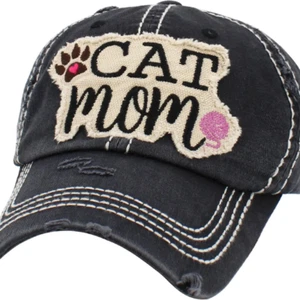 Cat Mom Washed Vintage Ball Cap - Picture 1 of 6