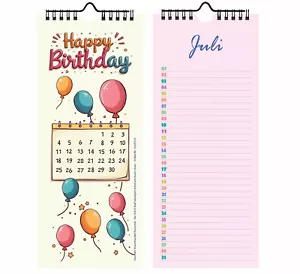 Geburtstagskalender Pastell Streifenkalender für Geburtstage immerwährend - Bild 1 von 3
