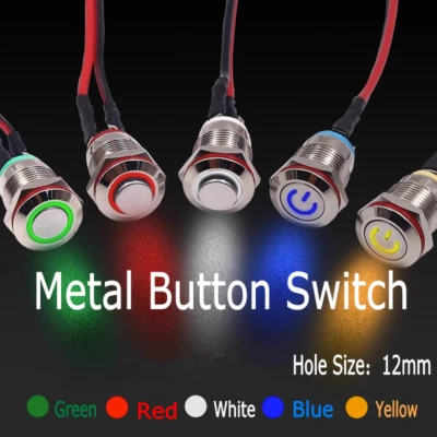 3-240V 12mm Metal Push Button Switch Mini Waterproof Switch with light On/Off - Image 1 of 4