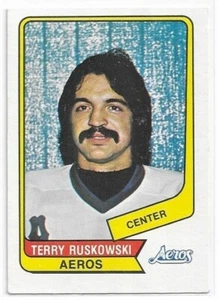Tarjeta de hockey Terry Ruskowski 1976-77 OPC WHA #38 Houston Aeros en muy buena condición - Imagen 1 de 1