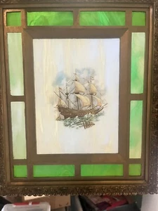 Glasmalerei Seeschiff im Kunststoffrahmen - Bild 1 von 7